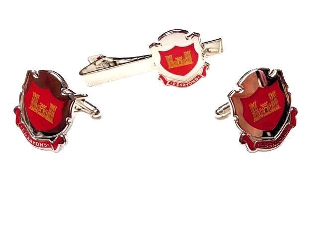 Die Struck Cufflink &amp; Tie Bar Set | Regimental Crest