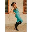 Teal ruched strapless maxi dress