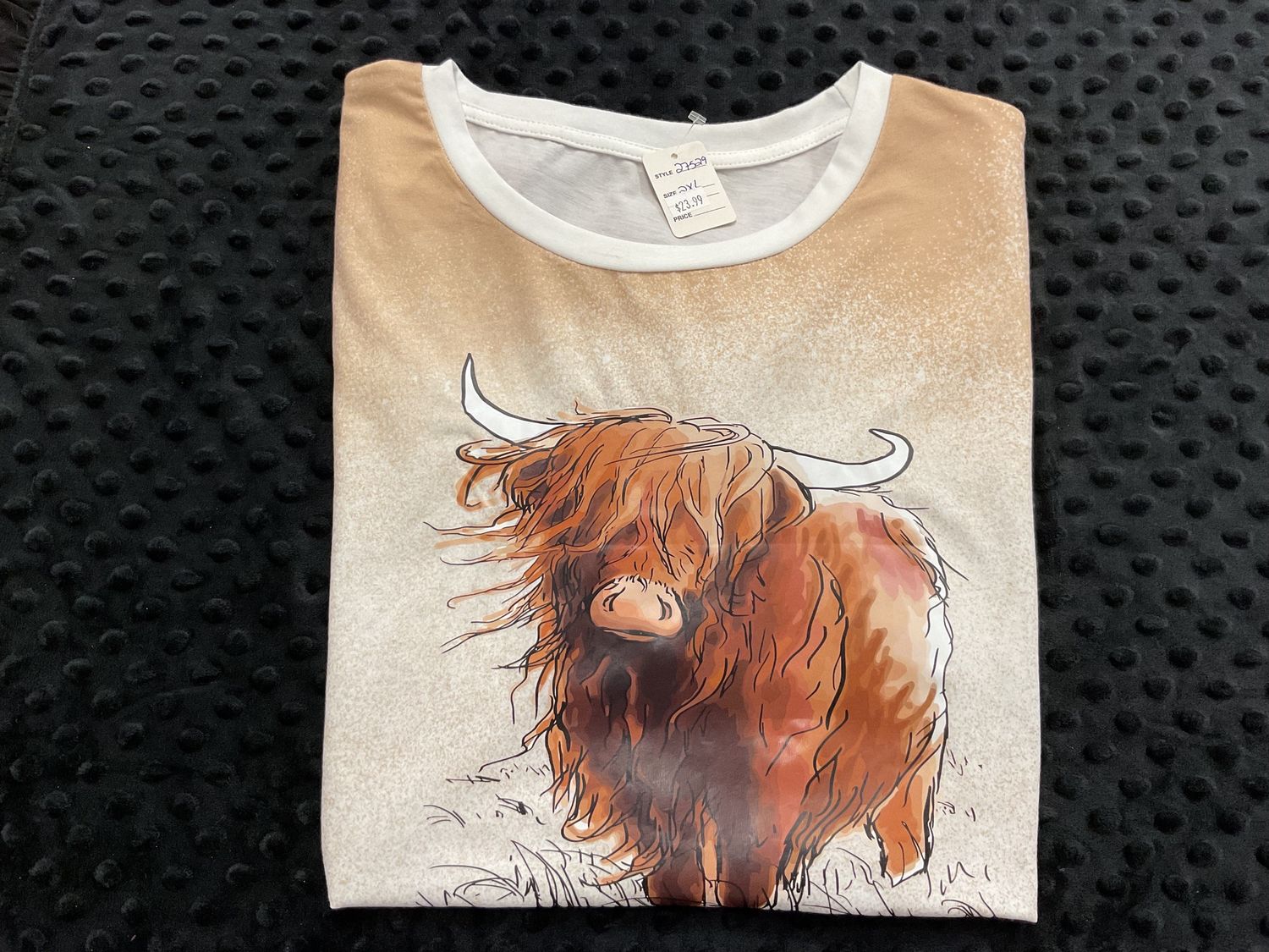 KHAKI HIGHLAND COW TEE