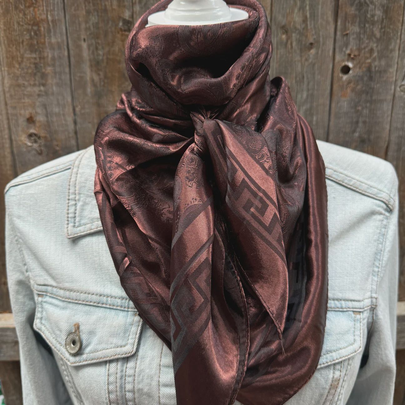 35x35 dark brown jacquard wild rag/scarf