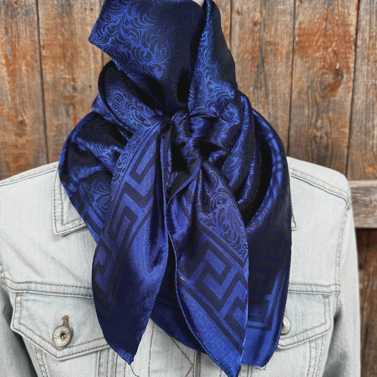 35x35 Cobalt jacquard wild rag