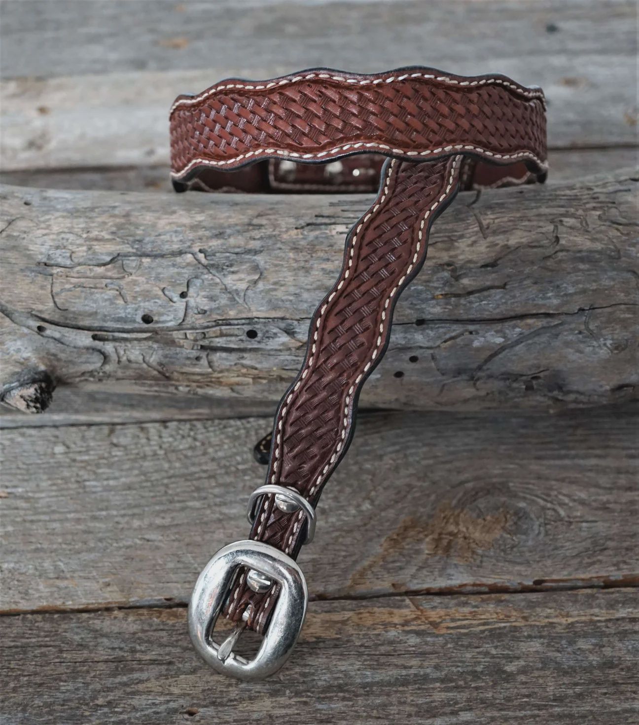 Medium oil leather dog collar 10&quot;-28&quot;-12&quot;