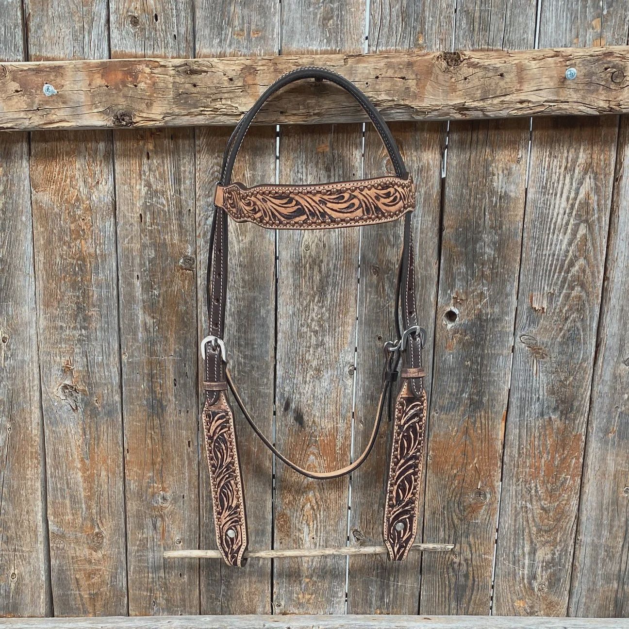 Brushed chocolate copper browband headstall