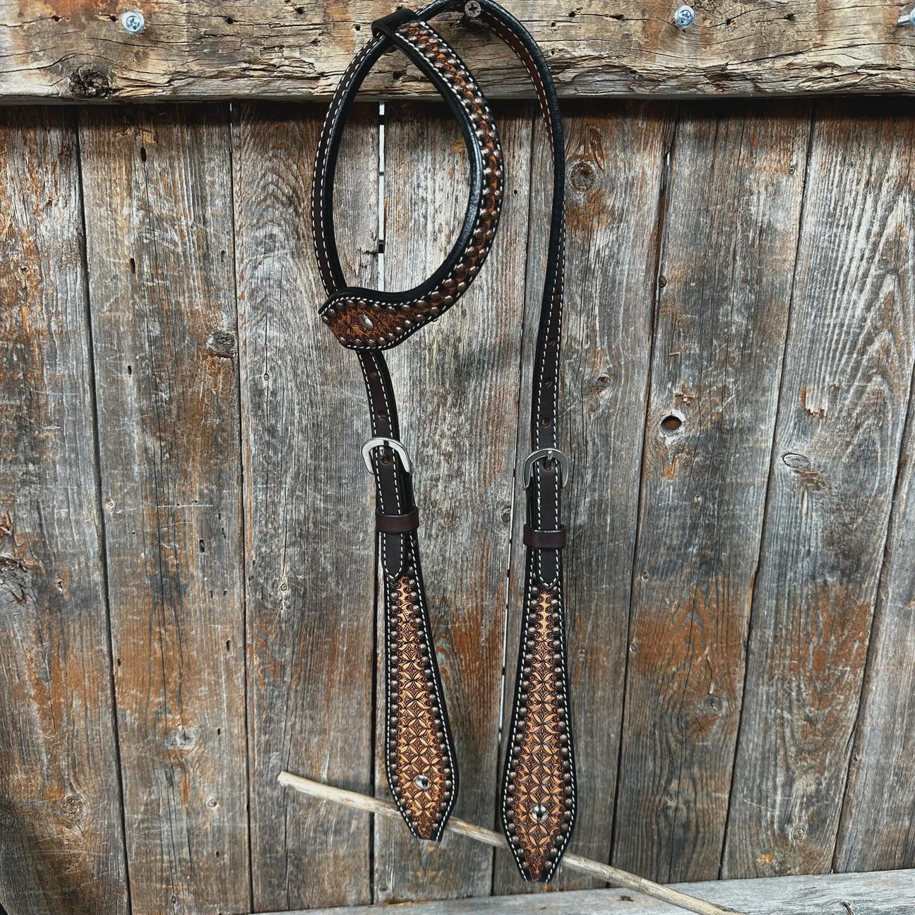 Two tone honeycomb one ear headstall/bridle