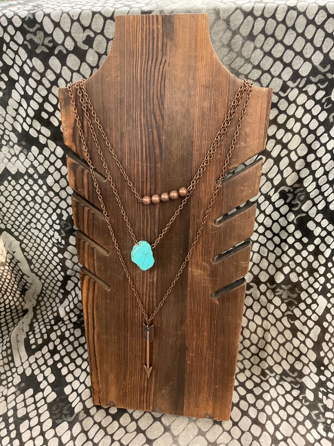 Copper necklace turq slab