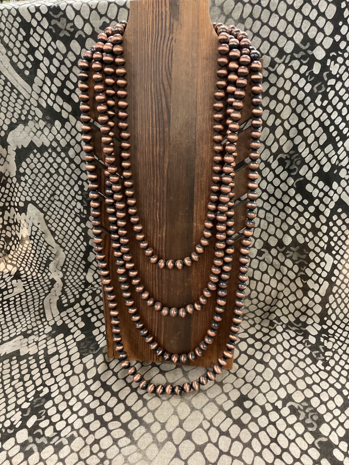 Copper beads layer necklace w/earrings
