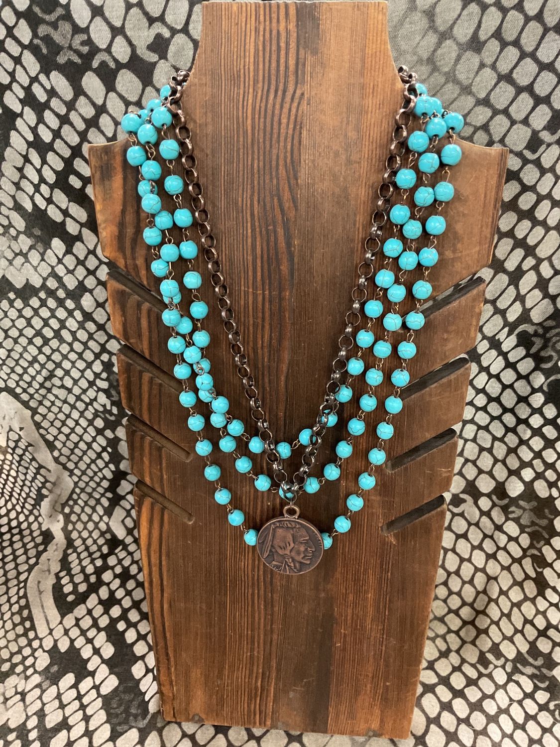 Blue TQ Bead Necklace