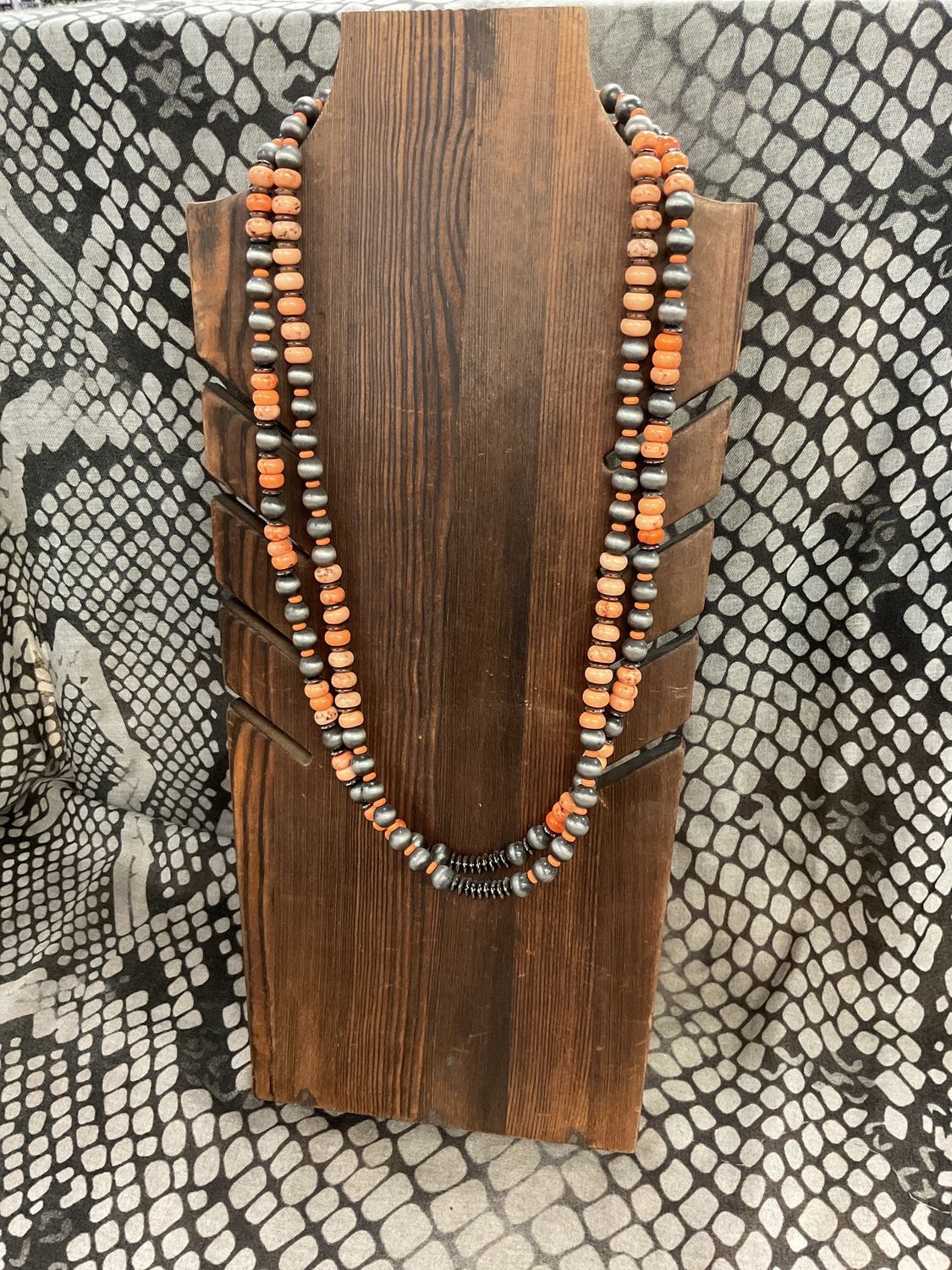 Silver beads w/orange stones
