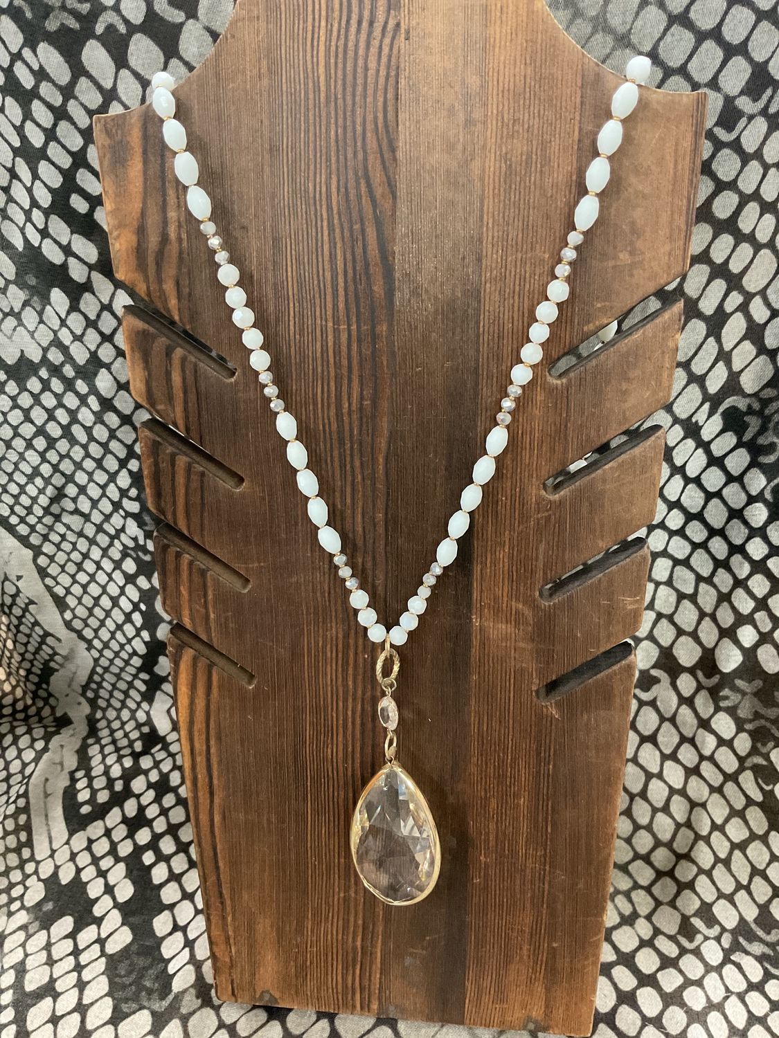 Gold Framed Teardrop Necklace