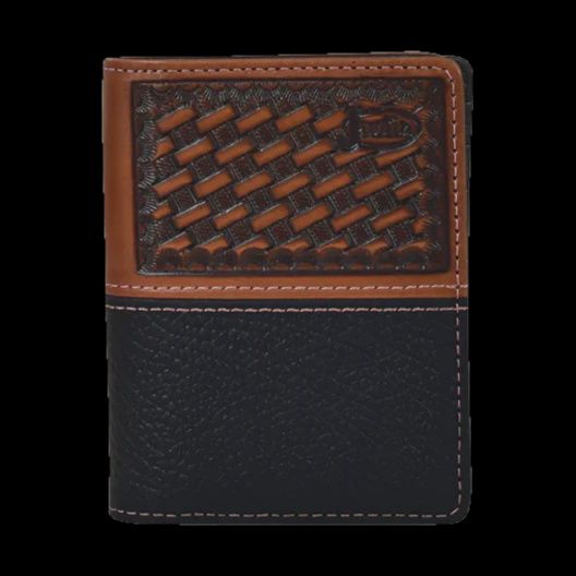 Justin front pocket card case tooled w/whipstitch