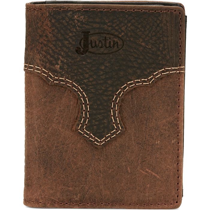 Justin mens bifold card wallet dark khaki