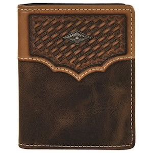 Justin mens front pocket card case basketweave