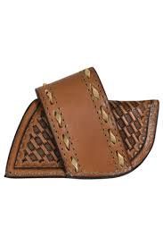 Justin knife sheath side draw basketweave tooling