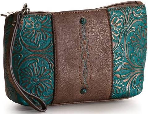 Justin essentials pouch tooled turquoise