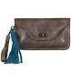 Catchfly clutch w/wristlet brushed metallic