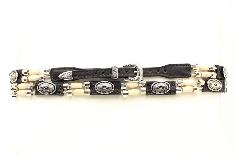 Blk Bonehead Beaded Hat Band