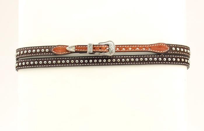 Brown Studded Hide Hat Band
