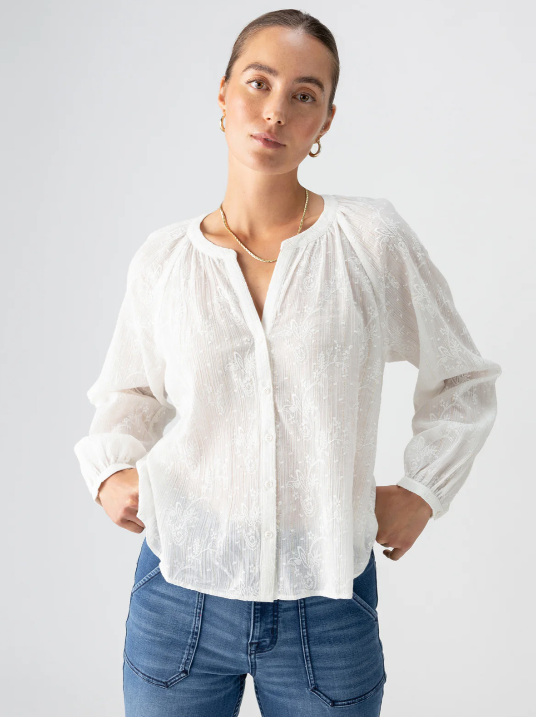 Sanctuary Shimmer Blouse Chalk