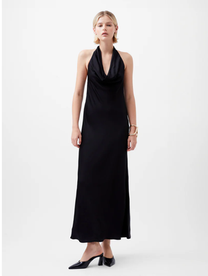 French Connection Ennis Satin Halter Midi Dress