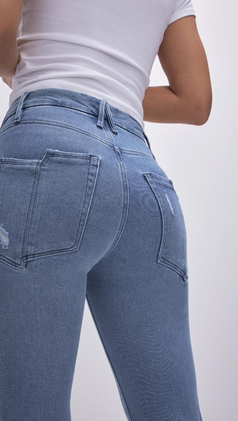 Good American Good Legs Strait Jeans Split Pocket