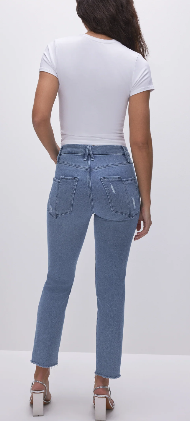 Good American Good Legs Strait Jeans Split Pocket