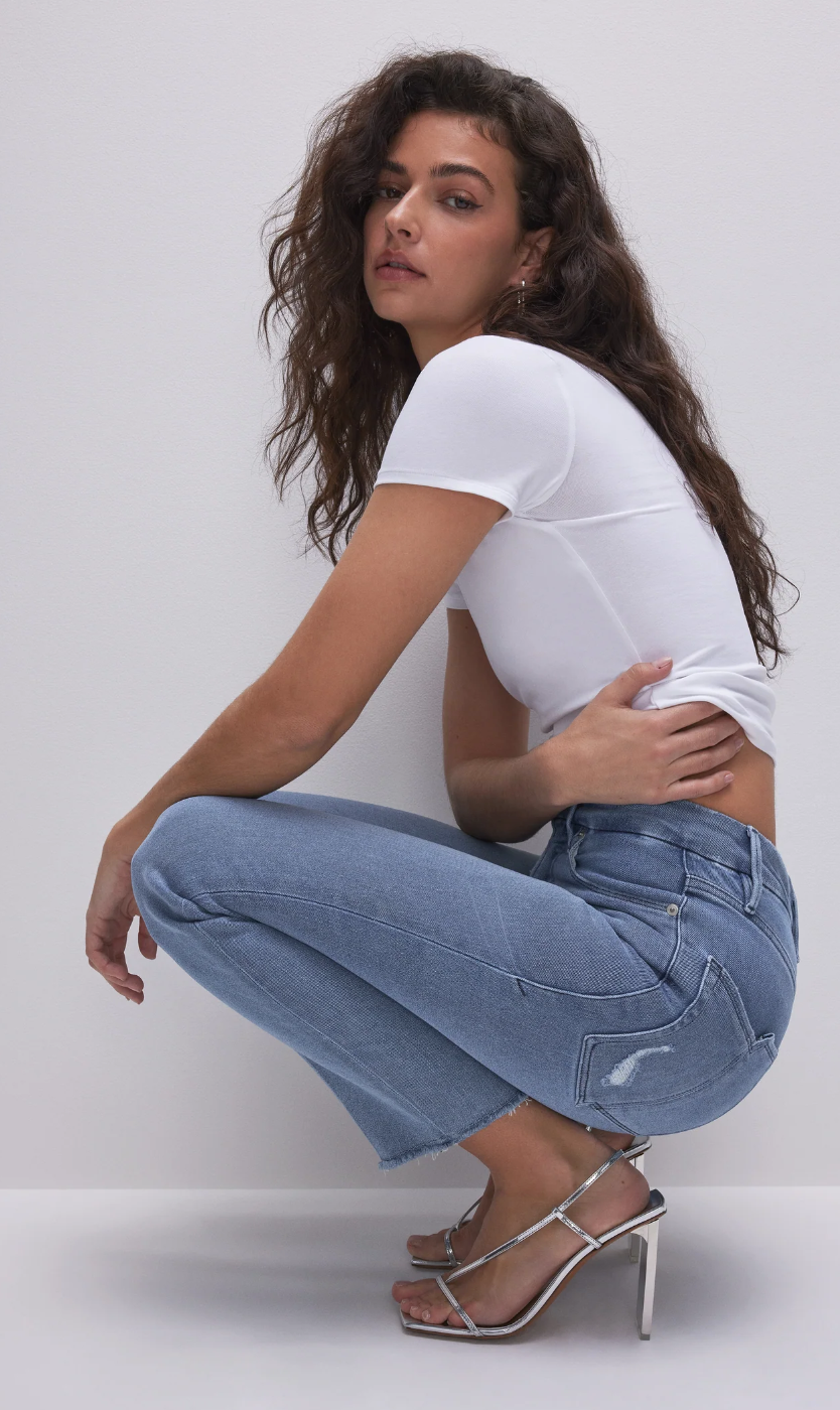 Good American Good Legs Strait Jeans Split Pocket