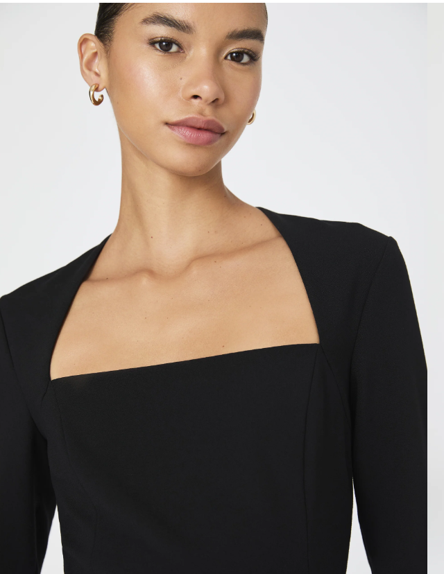 French Connection Whisper Square Neck Long Sleeve Dress