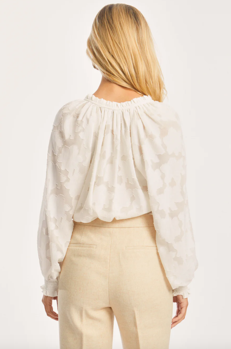 Caballero Monica Floral Burnout Top In Ivory