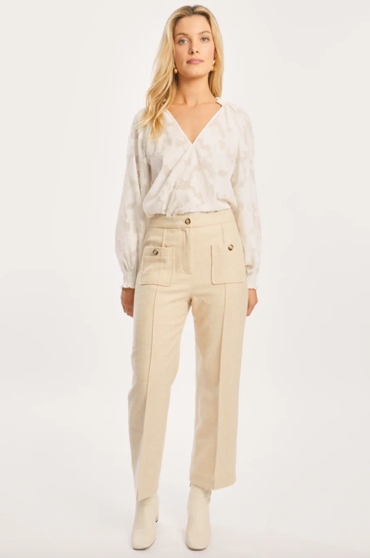 Caballero Monica Floral Burnout Top In Ivory