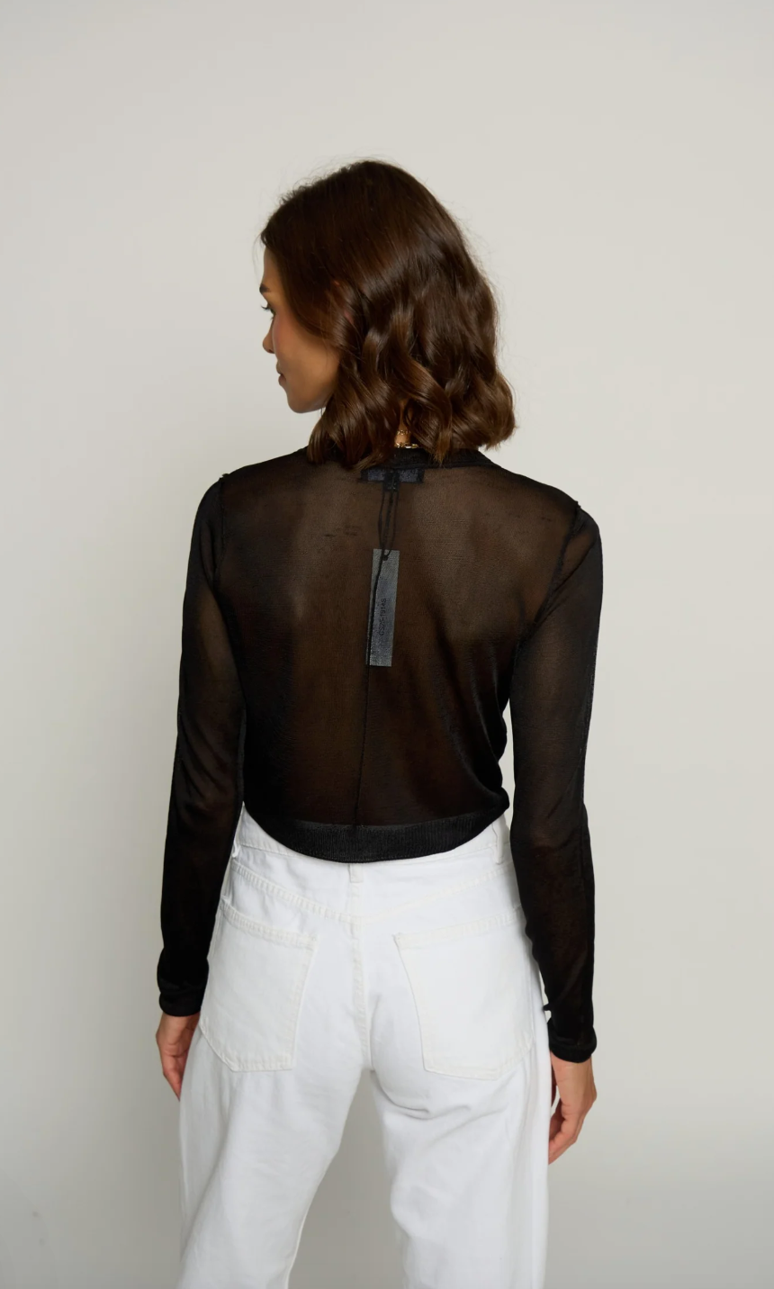 Central Park West Sheer Cropped Cardigan