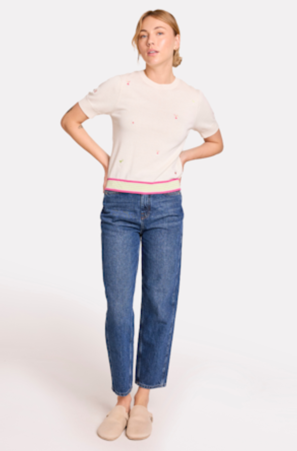 Brodie Cashmere Cocktail Embroidery Tee