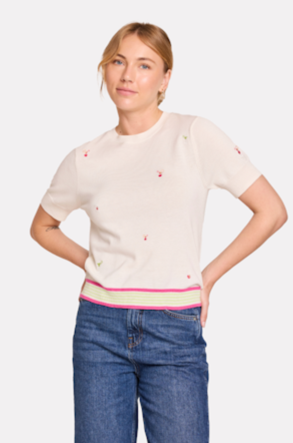 Brodie Cashmere Cocktail Embroidery Tee
