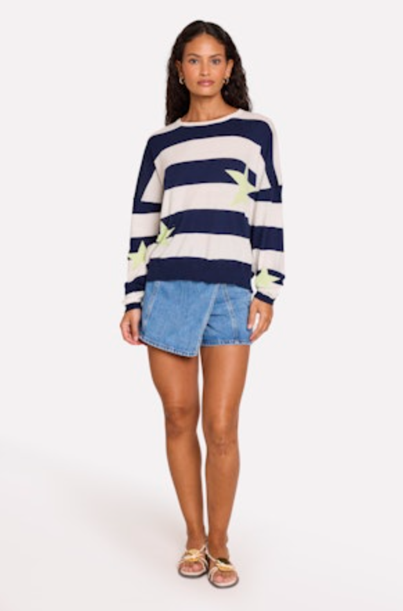 Brodie Cashmere Stripe Star Sweater