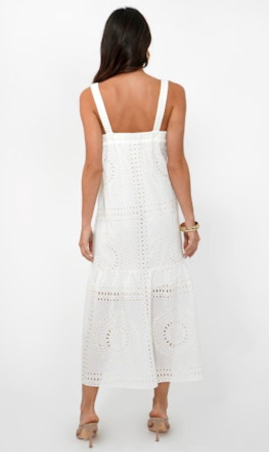 Greylin Hydie Eyelet Tie Front Midi Dress