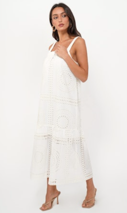 Greylin Hydie Eyelet Tie Front Midi Dress