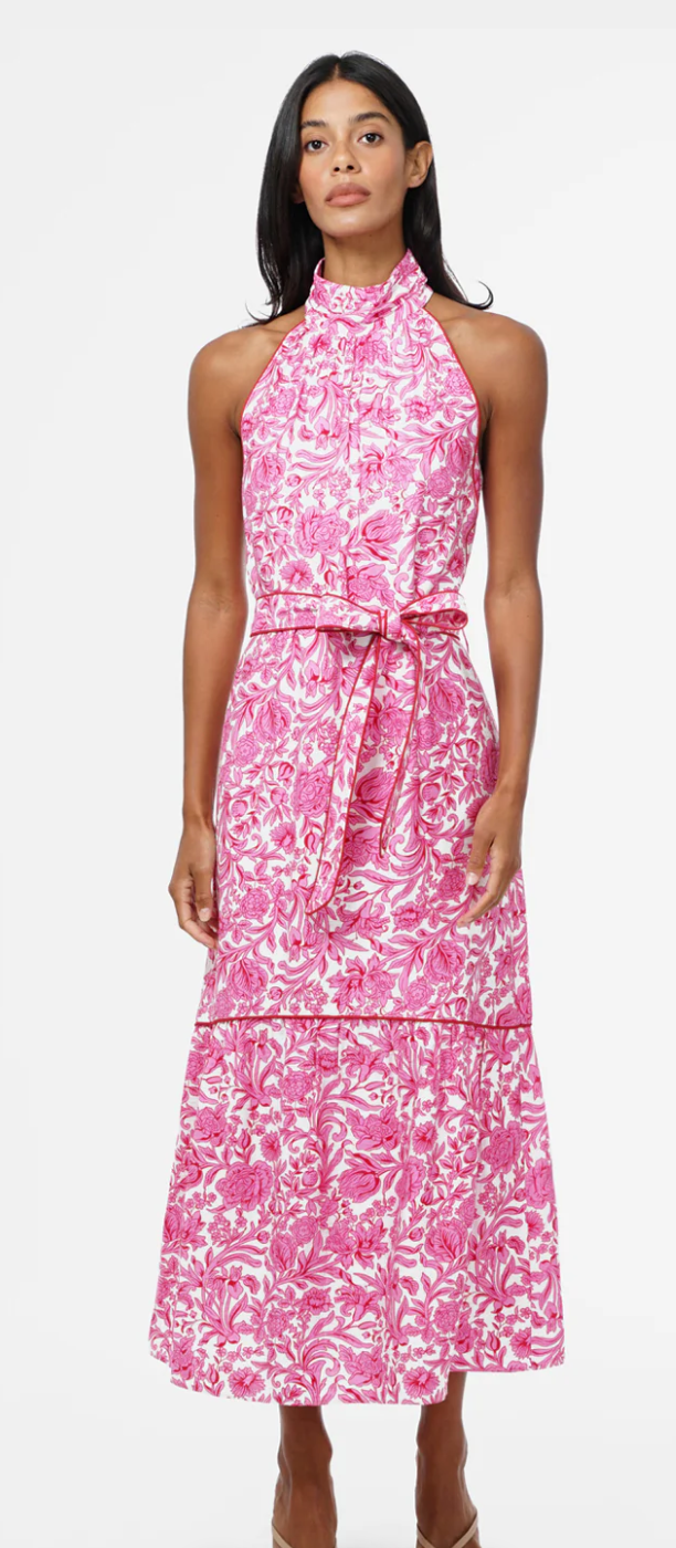 Adelyn Rae Maisy Floral Halter Neck Tie Printed Maxi Dress