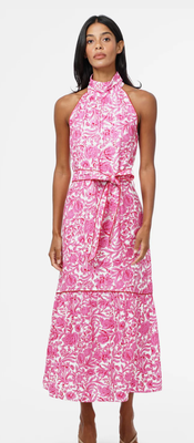 Adelyn Rae Maisy Floral Halter Neck Tie Printed Maxi Dress