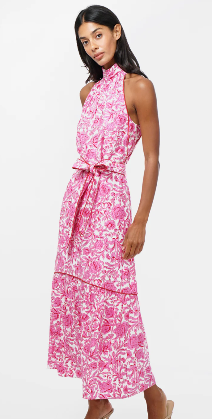 Adelyn Rae Maisy Floral Halter Neck Tie Printed Maxi Dress