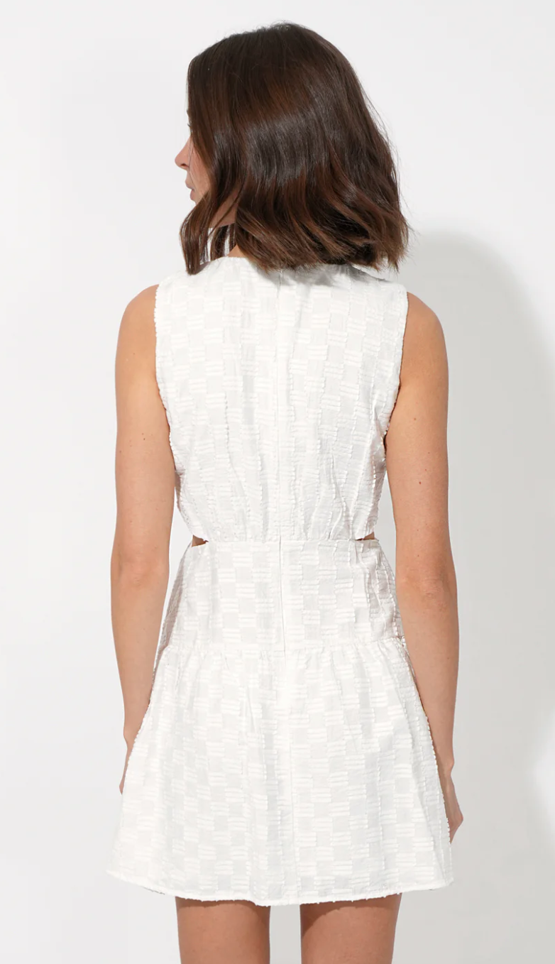 Adelyn Rae Junia Side Cut Out Textured Linen Mini Dress