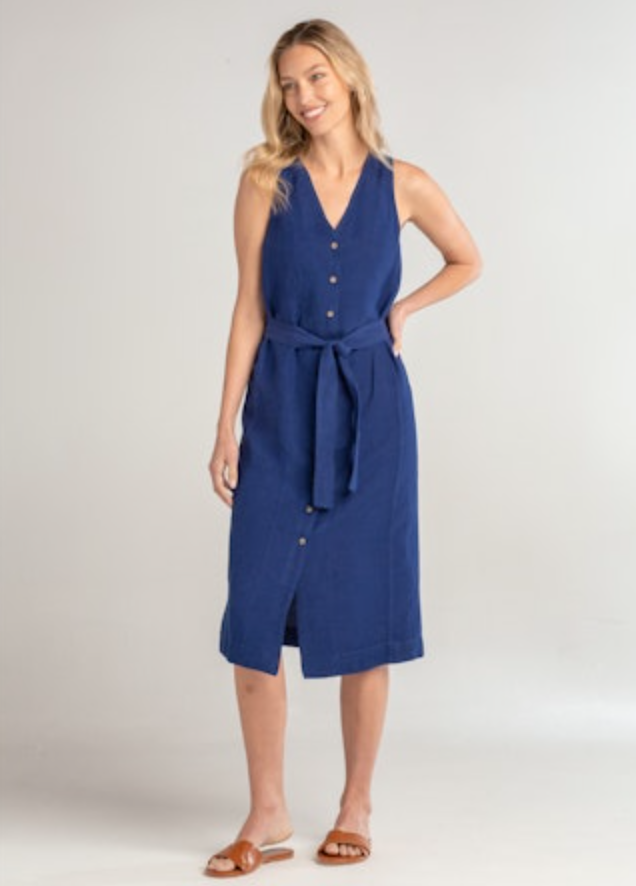 Red Haute V Neck Button Down Dress
