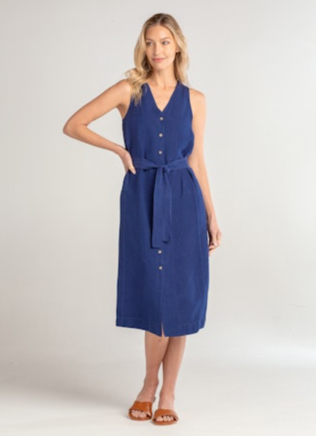 Red Haute V Neck Button Down Dress