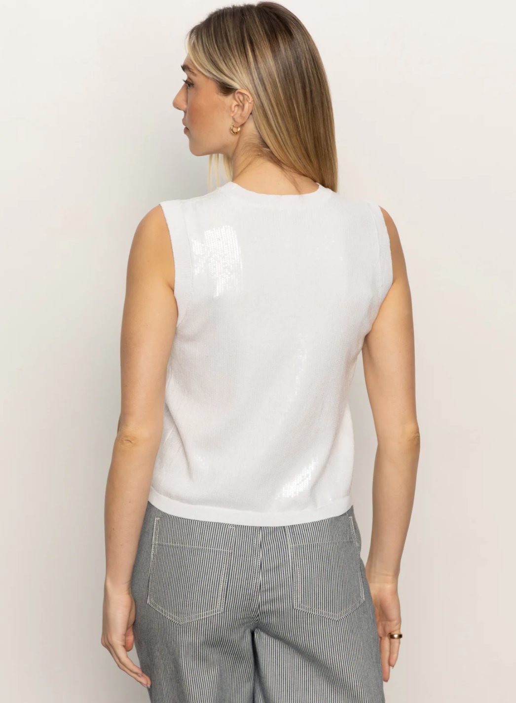 Sanctuary Sequin Knitwear Shell Sweater White