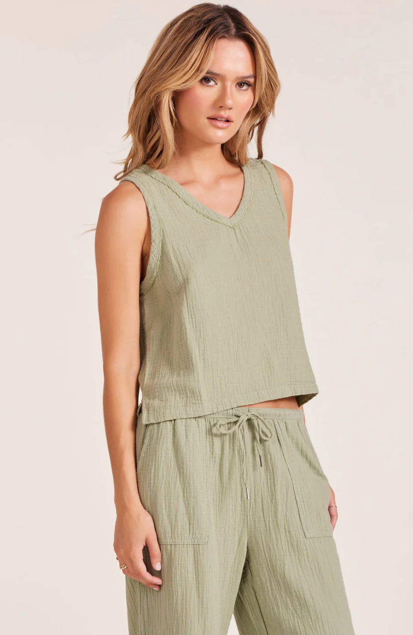 Bobi V-Neck Raw Edge Tank
