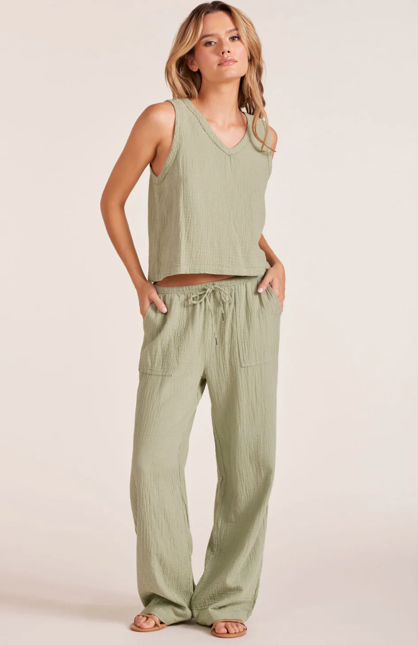 Bobi V-Neck Raw Edge Tank