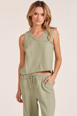 Bobi V-Neck Raw Edge Tank
