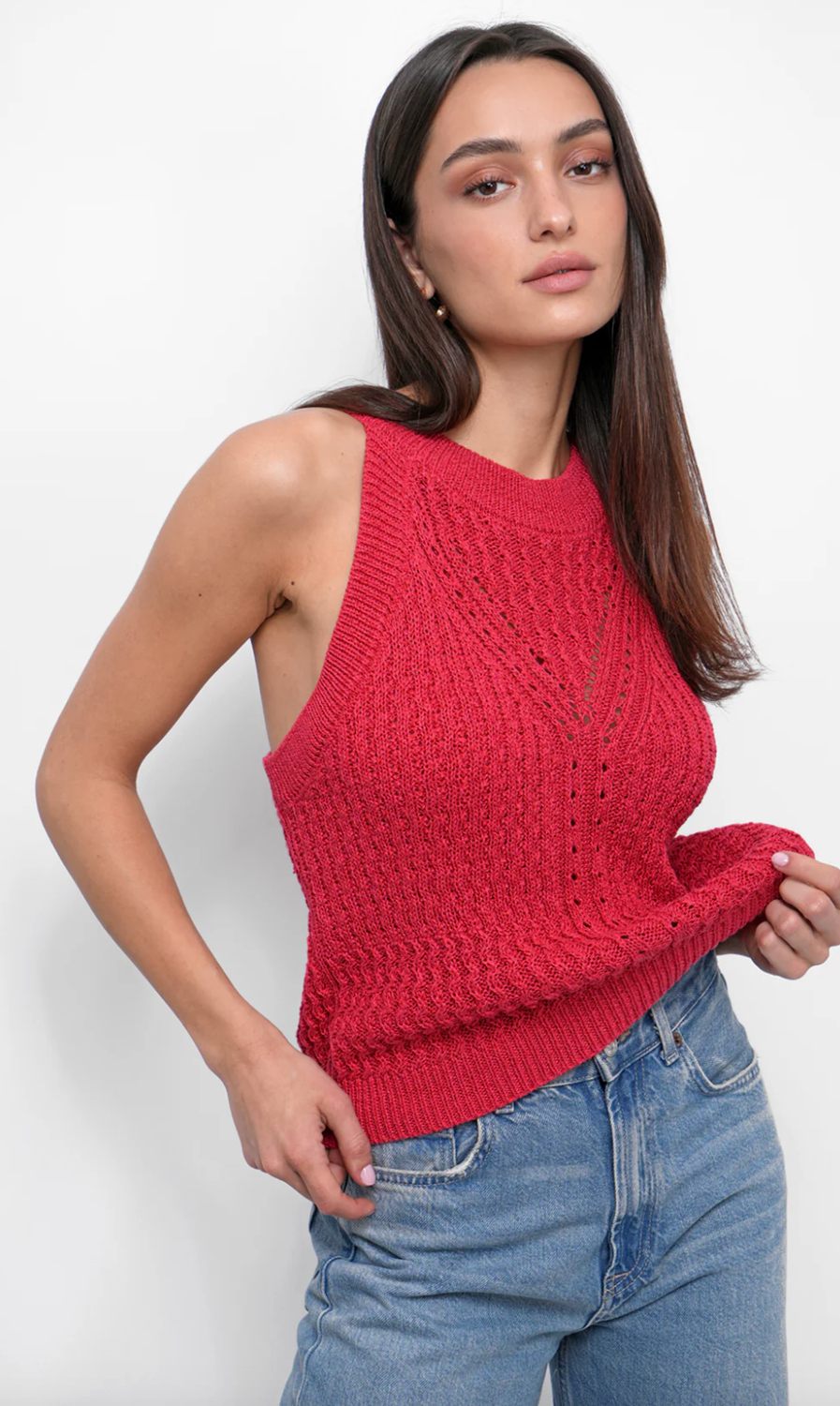 Greylin Jhayna Knit Crochet Halter Top