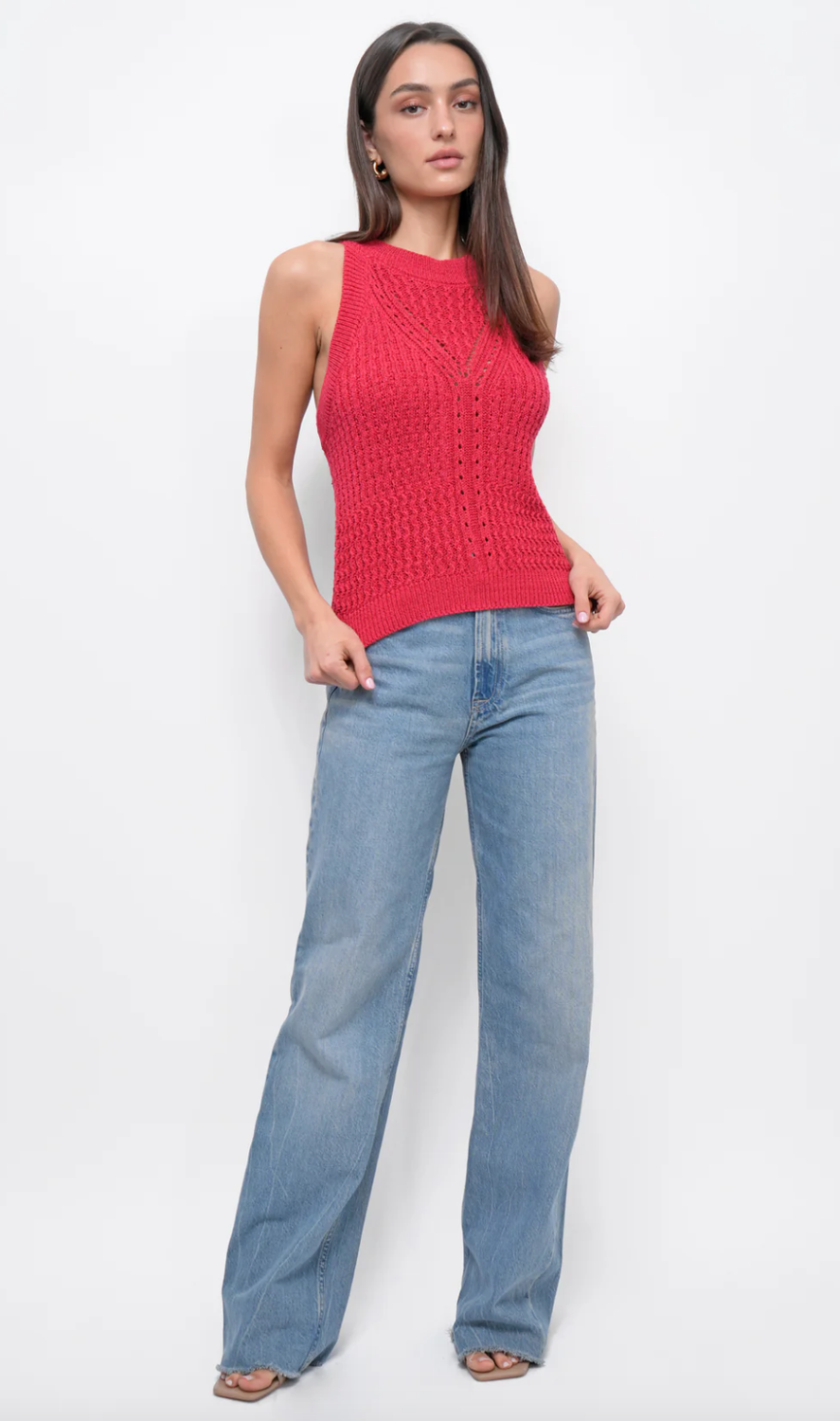 Greylin Jhayna Knit Crochet Halter Top