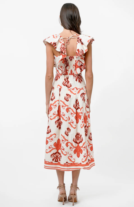 Adelyn Rae Rosa Flutter Sleeve Midi Dress