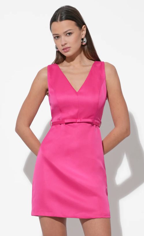Adelyn Rae Barbara Dutch Satin Fit and Flare Mini Dress