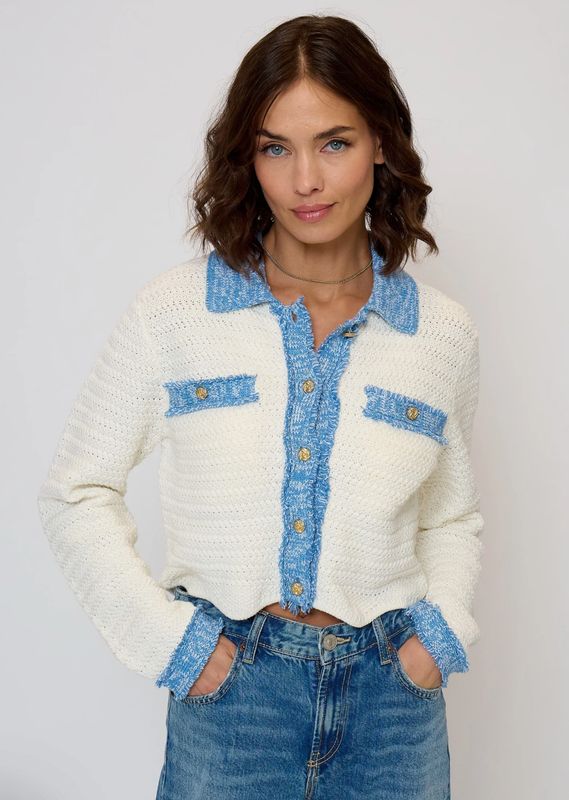 Central Park West Rose Scallop Edge Sweater